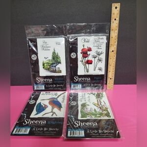 Sheena Douglass A Little Bit Sketchy Stamp Sets.  Set Of 4. (19)